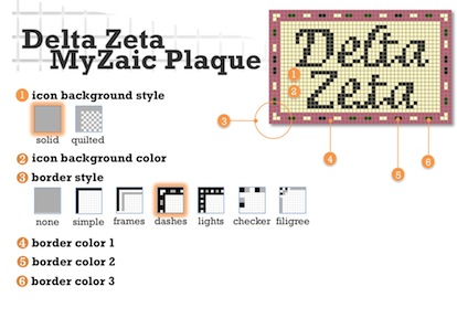 MyZaic Delta Zeta name plaque order details